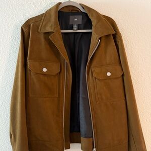 H&M Men's Brown Suede Shirt Jacket